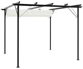 Pérgola com toldo retrátil 3x3 m aço branco nata