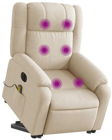 Poltrona elétrica elevatória massagens tecido creme