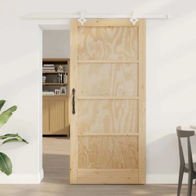 Porta Deslizante vidaXL com Kit de Hardware 93x202 cm Madeira Sólida d
