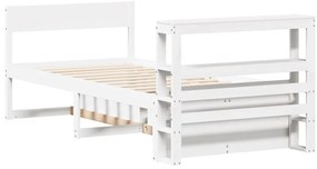 Cama sem colchão 75x190 cm madeira de pinho maciça branco