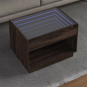 Mesa de centro luzes LED Infinity 70x50x50 cm carvalho castanho
