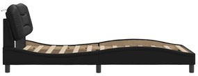 Estrutura cama c/ cabeceira 100x200 cm couro artificial preto
