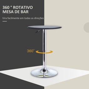 Mesa de bar ajustável em altura Hidráulico Vinil Preto Altura Ø63 Diâm