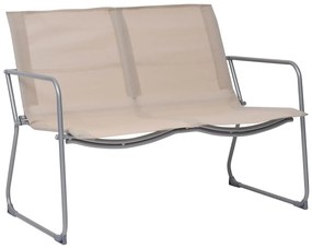 4 pcs conjunto lounge para jardim tecido e aço cor creme