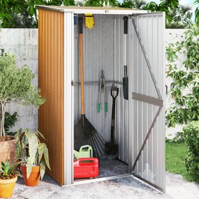 vidaXL Abrigo de jardim 118,5x97x209,5 cm aço galvanizado castanho