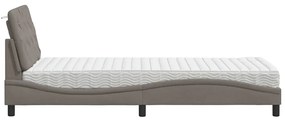 Cama com colchão 90x190 cm tecido castanho-acinzentado