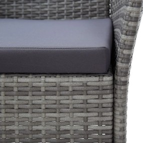 9 pcs conjunto jantar exterior c/ almofadões vime PE cinzento