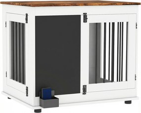 PawHut Canil para cães canil interior com 2 portas quadro-negro para cães de porte médio 20 kg 80 x 60 x 70 cm branco | Aosom Portugal