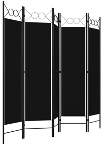 Divisória de quarto com 5 painéis 200x180 cm preto