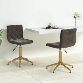 vidaXL Cadeiras de jantar giratórias 2 pcs veludo cinzento-escuro
