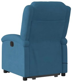 Poltrona elevatória de massagens veludo azul