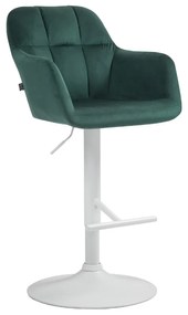 Banco de bar Natoma em veludo com estrutura branca 97-118 x 57 x 59 cm Verde