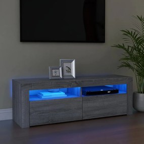 vidaXL Móvel de TV com luzes LED 120x35x40 cm cinzento sonoma