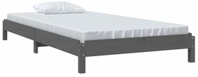 Cama empilhável 75x190 cm madeira de pinho maciça cinzento