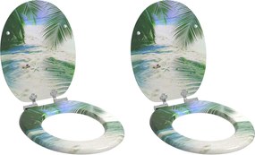 vidaXL Assento de Sanitário com Fechamento Suave 2 pcs Verde