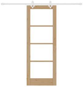 Conjunto de Porta de Correr vidaXL 73.5x198.5 cm Madeira Sólida de Pin