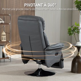 Poltrona de relaxamento reclinável e giratória com apoio para os pés ajustável, até 120 kg, para sala de estar, quarto, cinema em casa, cinzenta