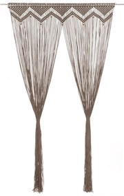 Cortina em macramé 140x240 cm algodão cinzento-acastanhado