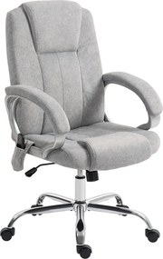 HOMCOM Cadeira de Escritório com Massagem e Aquecimento, Cadeira de Escritório Ergonômica, Altura e Apoios de Braço Ajustáveis, Cinza | Aosom Portugal