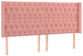 Cabeceira de cama c/ luzes LED veludo 203x16x118/128 cm rosa