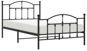 Estrutura de cama com cabeceira e pés 107x203 cm metal preto