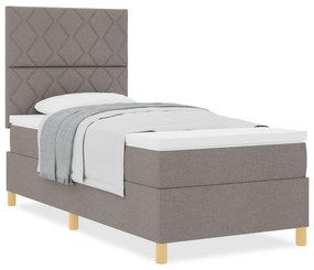 Cama Box com Colchão Taupe de Tecido de Solteiro