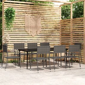 vidaXL 9 pcs conjunto de jantar para jardim cinzento