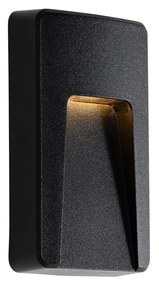Candeeiro de parede exterior retangular preto com LED IP65 - Gem Moderno