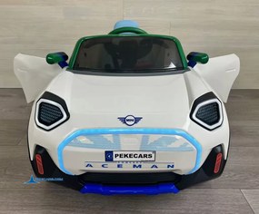 Carro elétrico para crianças MINI ACEMAN 12V 2.4G, Rodas de borracha, assento em pele sintética Branco