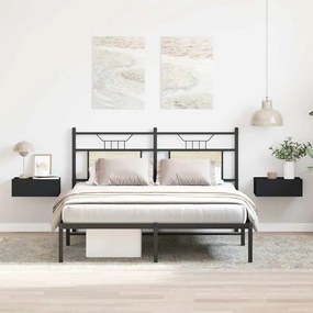 Mesa de cabeceira suspensa 2 pcs derivados de madeira preto