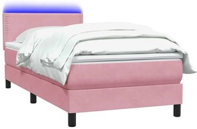 Cama com molas/colchão 100x220 cm veludo Rosa