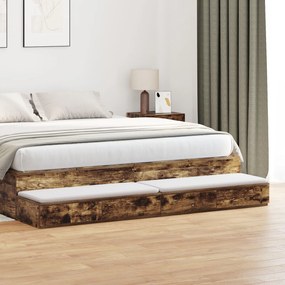 Gavetas de Cama em Carvalho Defumado - 180x36,5x16,5 cm - Feitas de Ma
