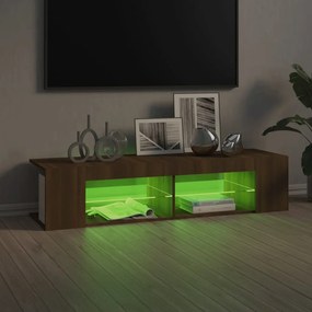 Móvel de TV com luzes LED 135x39x30 cm cor carvalho castanho