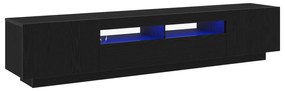 Cabide de TV vidaXL com Luzes LED em Carvalho Preto 200x35x40 cm em Ma