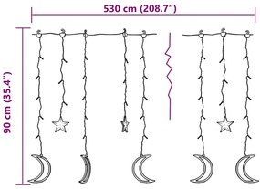 Estrelas e luas de luz c/ controlo remoto 345 LEDs branco frio