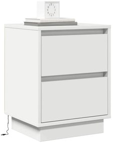 Armários de Cabeceira com Luzes LED 2 pcs Brancos 39x34,5x50 cm