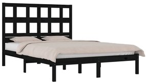 Estrutura de cama 200x200 cm pinho maciço preto
