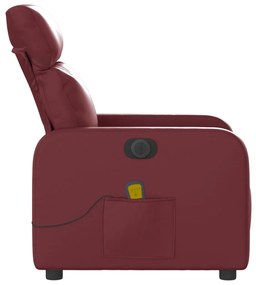 Poltrona massagens reclin. elétrica couro artif. vermelho-tinto