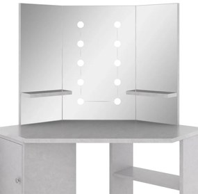 Toucador de canto com LED 111x54x141,5 cm cinzento cimento