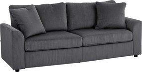 HOMCOM Sofá de 3 Lugares Sofá de Sala de Estar 212x80x88 cm Estofado em Veludo Canelado com 2 Almofadas Desenho Moderno Cinza | Aosom Portugal