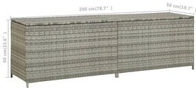 Caixa de arrumação para jardim 200x50x60 cm vime PE cinzento