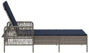 Espreguiçadeira Cinza Rattan PE 157 x 55 x 92 cm Dobrável