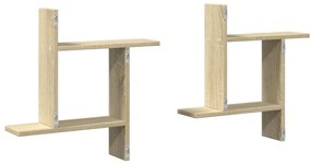 Prateleiras de parede 2pcs derivados de madeira carvalho sonoma