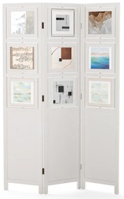 Biombo com 9 Molduras Giratórias 121 x 170 cm de 3 Painéis s para Casa Escritório Branco