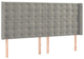 Cama box spring c/ colchão/LED 200x200 cm veludo cinzento-claro