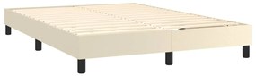 Estrutura de cama 140x190 cm couro artificial cor creme