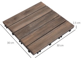 Módulo de 27 Deck de Madeira 30x30cm com Área de 2,5m² Estrados com Sistema de Clic para Balcão Terraço Jardim Marrom Escuro