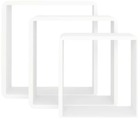Prateleiras de parede em forma de cubo 3 pcs MDF branco