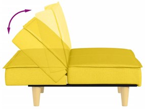 Sofá-cama tecido amarelo-claro