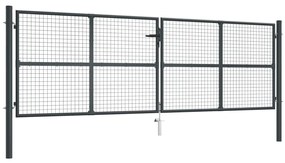 vidaXL Portão de jardim em tela de aço galvanizado 400x125 cm cinza